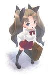  black_legwear blue_eyes brown_hair child fate/zero fate_(series) hair_ribbon kacka long_hair luggage mary_janes ribbon shoes solo thighhighs toosaka_rin twintails younger 