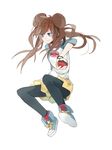  bad_id bad_pixiv_id black_legwear blue_eyes brown_hair double_bun full_body legwear_under_shorts long_hair mei_(pokemon) pantyhose poke_ball pokemon pokemon_(game) pokemon_bw2 raglan_sleeves shoes shorts simple_background smirk sneakers solo tang_elen white_background wristband 