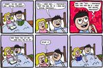 bed comic dialogue erection human humor not_furry penis slap 