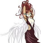  cleavage clothed clothing dress eyes_closed female hair markings red_hair solo teh-stupid-bug tehstupidbug wings 