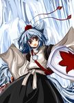  animal_ears blue_hair hat inubashiri_momiji open_mouth shield short_hair solo sword tokin_hat touhou weapon wolf_ears yu-ves 
