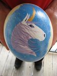  egg equine fur horn karja mammal ostrich painted portrait solo unicorn white white_fur 