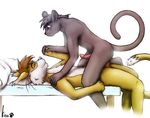  anal_penetration anthro blush cowgirl_position duo eye_contact feline gay hand holding interspecies lying male mammal on_back on_bed on_top penetration penis riding rodent romantic sex straddling syrris 