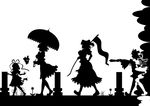  kazami_yuuka medicine_melancholy monochrome onozuka_komachi shikieiki_yamaxanadu tagme touhou 