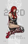  chain cloe_walsh collar david_semsei fishnets gloves highres kneehighs lips no_more_heroes no_more_heroes_2 platform_footwear platform_heels red_hair smile solo spiked_collar spikes tattoo 