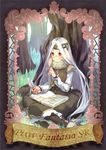  bad_id bad_pixiv_id bird black_legwear blush book dress hairband long_hair nicohi pantyhose pixiv_fantasia pixiv_fantasia_sword_regalia quill red_eyes silver_hair sitting smile solo tree 