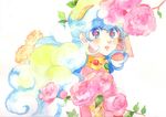  1girl cloud_hair flower long_hair mamekameko multicolored_hair nia_teppelin solo tengen_toppa_gurren_lagann traditional_media two-tone_hair watercolor_(medium) 