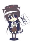  absurdres animal_ears black_hair cat_ears cat_tail chibi hat highres long_hair mia_flatpaddy original red_eyes shirasu_youichi solo tail thighhighs 