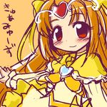  blush bow choker cure_muse_(yellow) ikkyuu long_hair magical_girl orange_background orange_hair precure red_eyes shirabe_ako sketch solo suite_precure yellow_bow yellow_choker 