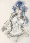  bad_id bad_pixiv_id blue_eyes blue_hair breasts jacket large_breasts long_hair necktie older open_clothes open_jacket persona persona_4 persona_x_detective shirogane_naoto shirt sketch solo taut_clothes taut_shirt 