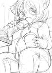  drooling eating female food mammal mcdonnell-douglas monochrome overweight raccoon saliva sandwich sandwich_(food) sketch solo straw surprise 