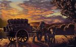  apple_cart applejack_(mlp) big_macintosh_(mlp) cart cloud clouds collar cowboy_hat equine female friendship_is_magic harness hat horse horse_collar huussii looking_at_viewer male mammal monochrome my_little_pony paint pony scenery straw sunset tree wallpaper wood 