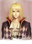  blonde_hair blue_eyes earrings howl_(howl_no_ugoku_shiro) howl_no_ugoku_shiro j_(onose1213) jewelry male_focus realistic smile solo 