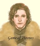  a_song_of_ice_and_fire brown_eyes brown_hair copyright_name facial_hair fur_trim game_of_thrones j_(onose1213) jon_snow male_focus smile solo stubble 