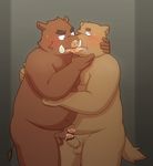  ??? anthro balls bear biceps big_muscles blush boar censored chubby duo erection french_kissing fur gay grizzly_bear kemono kissing male mammal muscles overweight penis penta002 plain_background porcine precum tongue 