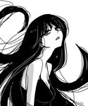  bare_shoulders bishoujo_senshi_sailor_moon black_hair greyscale high_contrast hino_rei jitome lisginka long_hair monochrome signature solo white_background 