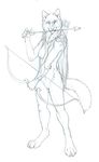  bow_(weapon) bow_and_arrow breasts canine claws female hibbary looking_at_viewer mammal monochrome nipples nude plain_background pussy ranged_weapon sketch solo weapon white_background wolf 