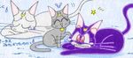  artemis_(sailor_moon) bishoujo_senshi_sailor_moon black_cat cat diana_(sailor_moon) lowres luna_(sailor_moon) no_humans non-web_source snow 