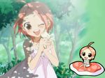  brown_eyes chibi forehead high_ponytail kuzuryuu_momoko pink_hair screencap short_hair sumomomo_momomo wallpaper 