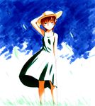  dress fate/stay_night fate_(series) fujimura_taiga hat jas outdoors solo straw_hat 