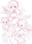  asahina_mikuru kyon_no_imouto michii_yuuki monochrome multiple_girls pink sketch suzumiya_haruhi_no_yuuutsu tsuruya waitress 