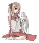  cat hakama japanese_clothes katsuragi_mikan lowres miko murakami_mame red_hakama rental_magica solo 