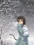  animal_ears asaki_takayuki breath cat_ears coat mittens original snow snowing solo tail 