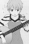  acoustic_guitar fate/stay_night fate_(series) fujimura_taiga greyscale guitar instrument lowres monochrome short_hair solo 
