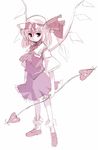  flandre_scarlet hat laevatein monochrome pink seo_tatsuya sketch solo touhou wings 