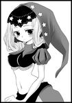  artist_request crop_top greyscale looking_at_viewer lowres midriff monochrome navel odin_sphere puffy_short_sleeves puffy_sleeves short_sleeves simple_background skirt solo stomach veil velvet_(odin_sphere) white_background 