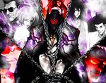  4boys artist_request asagi_maria big_daddy_(gungrave) brandon_heat cape chain character_request closed_mouth demon grey gungrave harry_macdowell looking_at_viewer multiple_boys red_skin silhouette smirk sunglasses wallpaper yellow_eyes 