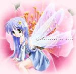  blue_hair copyright_request elbow_gloves flower gloves long_hair minigirl miyase_mahiro solo wings 