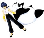  2boys age_difference black_hair braid family father father_and_son male male_focus multiple_boys panda ranma_1/2 saotome_genma saotome_ranma single_braid son 