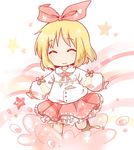  ^_^ annaka_haruna bad_id bad_pixiv_id blonde_hair bow closed_eyes daitirumoesu hair_bow heart nichijou school_uniform skirt smile solo star 