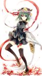  bad_id bad_pixiv_id black_legwear blue_eyes flower green_eyes hat highres kinona rod_of_remorse shiki_eiki short_hair sketch skirt solo spider_lily thighhighs touhou 