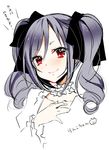  bad_id bad_pixiv_id choker grey_hair hair_ribbon idolmaster idolmaster_cinderella_girls kanzaki_ranko long_hair red_eyes ribbon shimakoma sketch smile solo twintails 