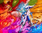  alternate_form angry arceus bad_deviantart_id bad_id battle bird blue_sclera breathing_fire eye_contact fire gen_2_pokemon gen_4_pokemon ho-oh hydrokinesis kimbo-demonica legendary_pokemon looking_at_another no_humans not_shiny_pokemon partially_submerged pokemon pokemon_(creature) red_eyes signature standing water 