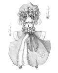  blush greyscale kurona looking_at_viewer monochrome saigyouji_yuyuko simple_background smile solo touhou white_background 