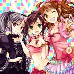  :d ;d animal_ears bad_id bad_pixiv_id bell bracelet breasts brown_eyes brown_hair cat_ears dress gothic_lolita green_eyes grey_hair hair_ornament idolmaster idolmaster_cinderella_girls jewelry kanzaki_ranko lolita_fashion long_hair maekawa_miku medium_breasts midriff moroboshi_kirari multiple_girls navel one_eye_closed open_mouth ponytail red_eyes ribbon small_breasts smile star star_hair_ornament sushisu twintails 