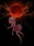  blonde_hair flandre_scarlet full_moon kurona moon red_moon solo touhou 