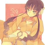  bad_id bad_pixiv_id bangs black_hair blue_eyes blunt_bangs fur_coat headphones kamitsure_(pokemon) kurodeko long_hair midriff navel pokemon pokemon_(game) pokemon_bw2 short_hair_with_long_locks sidelocks smile solo very_long_hair 