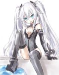  :d aqua_eyes bad_id bad_pixiv_id bare_shoulders black_heart blush breasts buran_(kure) cleavage dogoo elbow_gloves gloves kami_jigen_game_neptune_v long_hair looking_at_viewer neptune_(series) open_mouth sitting small_breasts smile solo stepping symbol-shaped_pupils thighhighs twintails very_long_hair white_hair 