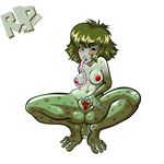  amphibian anthro blush breasts female frog green_hair hair long_tongue looking_at_viewer navel nipples nude pussy r!p spread_pussy spreading tongue tongue_out 