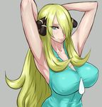  1girl aqua_eyes blonde_hair breasts hair_over_one_eye large_breasts pokemon shirona_(pokemon) uya_(yurukah) 