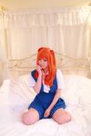  asian bed cosplay highres neon_genesis_evangelion orange_hair photo soryu_asuka_langley tanaka_mana 