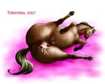  1girl anus ass bestiality brown_hair censored crotch_boob furry hooves horse mare_(horse) pussy tail tokimisu tokimitsu wet 