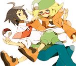  bel_(pokemon) black_hair blonde_hair cap cheren_(pokemon) food glasses green_eyes gym_leader hat mochi mochi730 pokemon pokemon_(game) pokemon_bw2 wagashi 