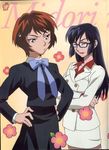  ayase_takako black_hair brown_hair glasses midori_no_hibi sawamura_rin 