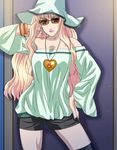  blonde_hair hat long_hair macross macross_frontier sheryl_nome sunglasses 