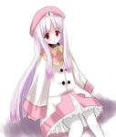  1girl azmaria_hendric beret chrno_crusade hat long_hair open_mouth pantyhose pink_hair red_eyes ribbon skirt 